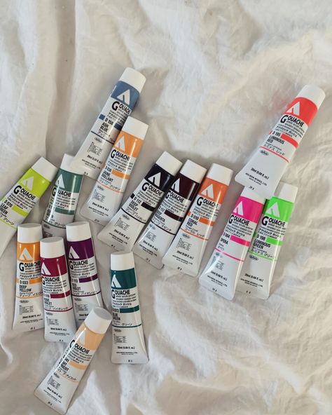 A pile of gouache paints Holbein Acryla Gouache, Holbein Gouache, Acryla Gouache, Gouache Paints, Spa Ideas, Art Media, Paint Tubes, Gouache Painting, Create Space