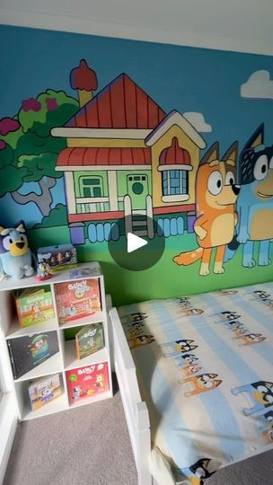 2.9K views · 64K reactions | If anyone wants to do a mural in their kids room! It's super easy with one of these! 

#parents #bluey #kidsroom #diy | Maggie Brennan | tattoomaggie · Original audio Bluey Room Theme, Bluey Themed Bedroom, Bluey Bedroom Ideas For Kids, Bluey Room Ideas For Boys, Bluey Room Ideas Girl, Bluey Bedroom Boy, Bluey Bedroom Girl, Toddler Rooms, Boy Bedroom