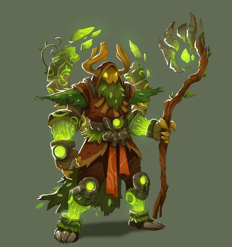 Golem Concept Art Character Design, Warforged Druid Wild Shape, Forest Monster Concept Art, Earth Elemental Character Design, Druid Fantasy Art, D&d Druid, Forest Character Design, Tree Character Design, Plant Character Design