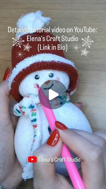 Elena's Craft Studio on Instagram: "How to make a Snowman with socks and rice ☃️ You can find more creative ideas on YouTube: Elena's Craft Studio (link in bio)
❄️
❄️
❄️
#diy #diysnowman #crafts #winterdecor #christmasdecor #snowman #socksnowman #xmasdecor #elenascraftstudio" Snowman Socks Diy, Snowman Socks Rice, How To Make Sock Snowmen With Rice, Pom Pom Snowman Craft, Sock Rice Snowman, Sock Snowman Craft With Rice, Rice Snowman Sock Diy, Sock Snowman Craft For Kids, Yarn Snowman Diy