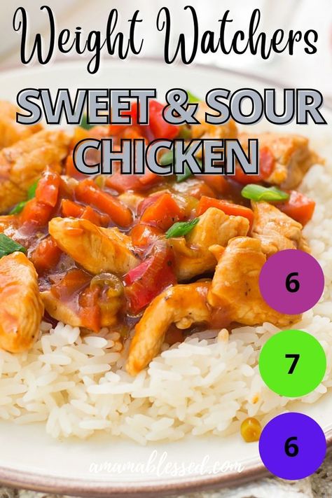 Low Points Weight Watchers, Sweet And Sour Chicken Recipe, Weight Watchers Casserole, Sour Chicken Recipe, Weight Watchers Meals Dinner, Weight Watchers Lunches, Low Fat Dinner, Weight Watchers Meal Plans, Sweet And Sour Chicken