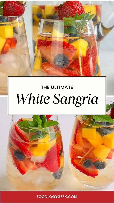 Quench your thirst and elevate your summer gatherings with the refreshing allure of White Wine Sangria! 🍹🍇 Embrace the perfect blend of crisp white wine, succulent fruits, and a touch of sweetness. Don't miss out – sip into sunshine today! ☀️ #WhiteWineSangria #SummerVibes #Cheers Bridal Shower Ideas Succulents, Winter Sangria Recipes White, Best White Sangria Recipe, Easy White Sangria Recipe, Wine Punch Recipes, White Wine Drink, Wine And Fruit, Citrus Sangria, Summer Sangria Recipes