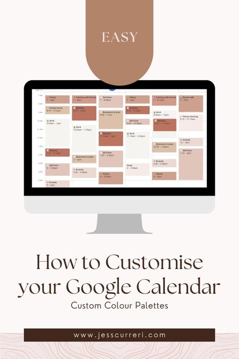 Custom Google Calendar 🗓️ 🤎 🐻 hyperlink #lifeorganizationnotion #freeprintables Google Calendar Aesthetic, Aesthetic Palette, Digital Planner Ideas, Calendar Aesthetic, Interactive Calendar, Planner Writing, Ultimate Planner, Bold Color Schemes, Digital Organization