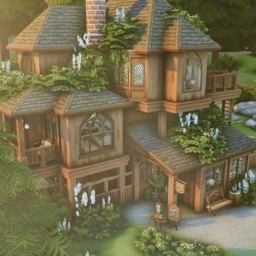 Sims 4 Witch House, Sims 4 Build Ideas, Sims 4 Build Cc, Sims 4 Builds, The Sims 4 Lots, Sims 4 House Plans, Sims 4 House Building, Sims 4 House Design, Sims Building