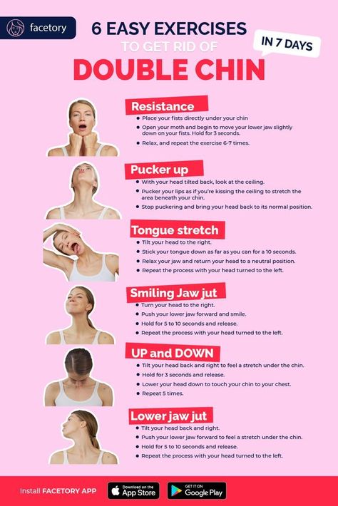 How To Get Rid Of Fat Under Chin, How To Get Rid Of Double Chin, Slim Face Workout, Face Exercises To Slim Face, Double Chin Exercises, Face Fitness, Chin Exercises, Face Yoga Exercises, Face Yoga Facial Exercises