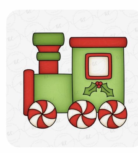 Christmas Train Cookies Decorated, Christmas Train Cookies, Christmas Train Drawing, Cute Christmas Drawing Ideas, Train Cookies, Easy Christmas Drawings, Train Christmas, Train Ornament, Christmas Rock