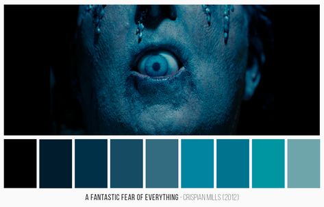 "A Fantastic Fear of Everything" color palette, a movie by Crispian Mills (2012). Superhero Color Palette, Cybercore Color Palette, Zombie Color Palette, Horror Color Palette, Crispian Mills, Homework Board, Fear Of Everything, Blue Pallets, Terror Movies