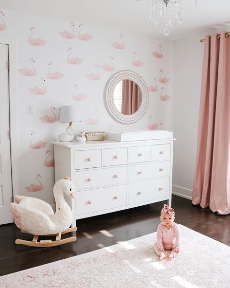 Shop @thisprettylifexo's⁠ #LTKhome details instantly when you download the LIKEtoKNOW.it app | http://liketk.it/2ITJJ ⁠ #liketkit… Flamingo Nursery, Pink Swan, Princess Nursery, Girl Nursery Room, Animal Wall Decals, Nursery Curtains, Nursery Room Inspiration, Nursery Baby Room, Project Nursery