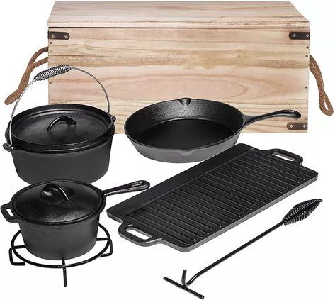 Camping Cooking Set, Cast Iron Set, Dutch Oven Camping, Cast Iron Cookware Set, Ceramic Cookware Set, Cast Iron Griddle, Seasoning Cast Iron, Camping Cooking, Skillet Cooking