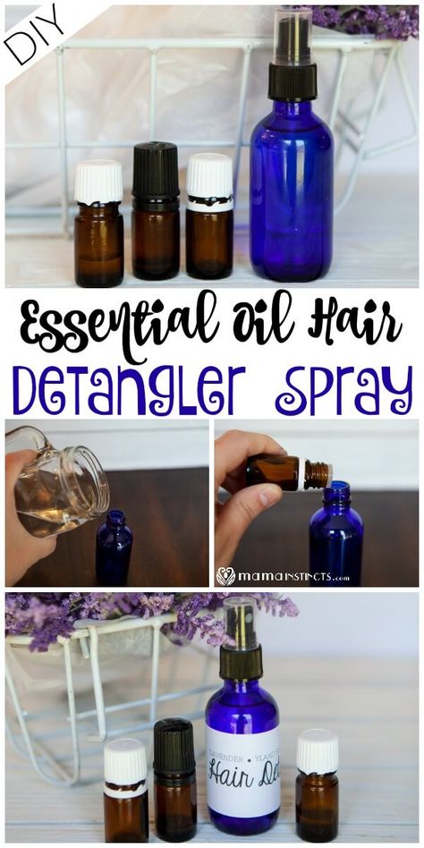 Diy Hair Detangler, Hair Detangler Spray, Essential Oil Hair, Oils For Hair, Homemade Shampoo, Diy Essentials, Detangler Spray, Home Remedies For Hair, Essential Oils For Hair