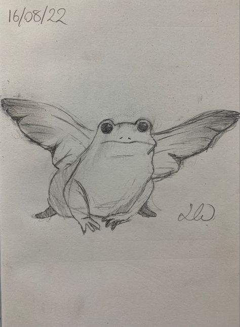 Frog With Wings Sketch, Frog With Wings Drawing, Frog With Wings, Wings Sketch, Wings Drawing, Dark Art Drawings, A Frog, Frogs, Dark Art