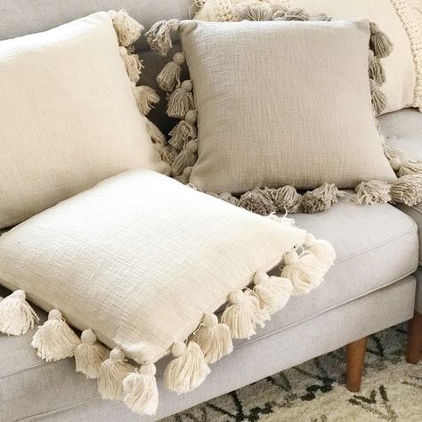 Browse our collection of throw pillows featuring Aidan Gray, Jamie Young, Jaipur & Surya. Shop by color to accessorize your sofa or bed. Enjoy secure shopping on the brands you trust and earn PG Points with our loyalty rewards program. Angela Bofill, Tassel Pillow, Pom Pom Pillows, Bohemian Farmhouse, Apartment Makeover, Bedrooms Ideas, Boho Throw Pillows, Grey Throw Pillows, Boho Cushions