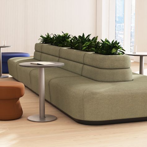 Yoga In Office Space, Seating With Planters Interior, Luxury Kids Bedroom Boy, Back To Back Seating, Planter Seating, Lobby Seating Area, Banquette Design, Bedroom Boy, Luxury Kids Bedroom