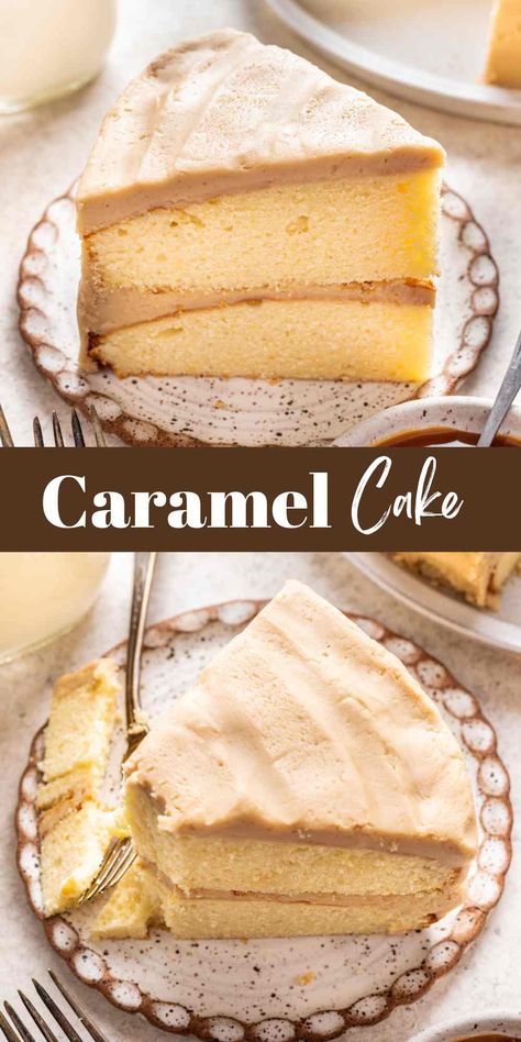 Caramel Cake - I Heart Eating Caramel Loaf Cake, Cake With Caramel Icing, Layered Cakes With Filling, Vanilla Salted Caramel Cake, Salted Caramel Filling For Cake, Caramel Cake Frosting, Caramel Cake Icing, Carmel Cake Icing Caramel Frosting, Cake Flour Substitute