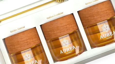 AUREA – Packaging Of The World Honey Logo, Honey Brand, Honey Packaging, Golden Harvest, Brand Creation, Brand Strategist, Brand Concept, Organic Honey, Natural Honey