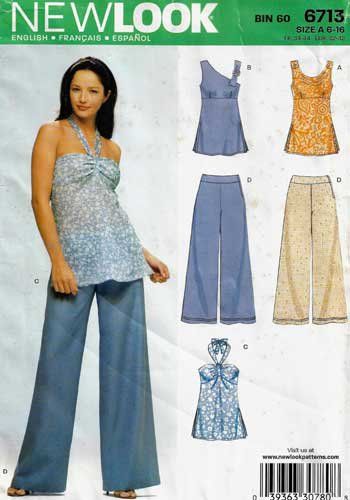 Women's Summer Top, Halter Top and Pants Sewing Pattern Size 6-8-10-12-14-16 UNCUT New Look 6713 Newlook Patterns, Top Pattern Sewing, Halter Top Pattern, Ladies Pants, Pants Sewing Pattern, Couture Mode, Top Sewing Pattern, Halter Tops, Fashion Sewing Pattern