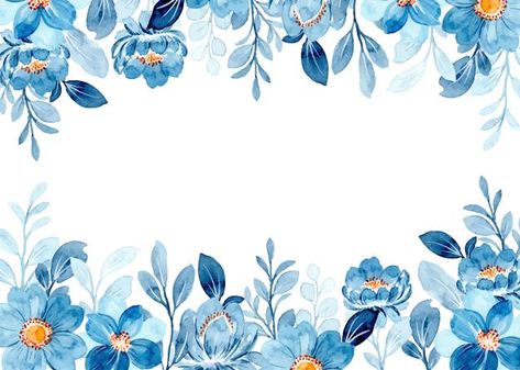 Blue floral frame with watercolor Premiu... | Premium Vector #Freepik #vector #flower #wedding #watercolor #floral Blue Flower Border Frame, Blue Floral Frame Background, Abstract Flower Wallpaper, Blue Floral Frame, Blue Floral Background, Blue Flowers Background, Flower Invitation Card, Gold And Black Background, Aqua Watercolor