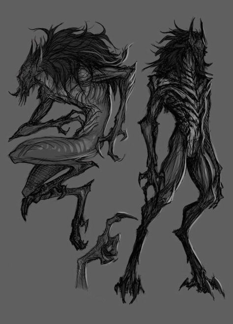 Corrupted Monster Art, Creature Concept Art Monsters Horror, Void Monster Concept Art, Shadow Monster Fantasy Art, Vampire Monster Design, Wendigo Concept Art, Monster Aesthetic Creature, Horror Monsters Concept Art, Horror Creature Concept Art