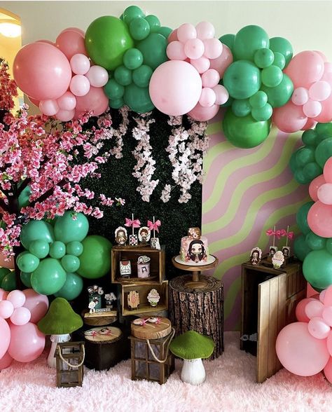 Hunter X Hunter Party Ideas, Anime Happy Birthday, Hello Kitty Birthday Theme, Cherry Blossom Party, 17th Birthday Ideas, Anime Cake, Bday Party Theme, Birthday Party Theme Decorations, 10th Birthday Parties