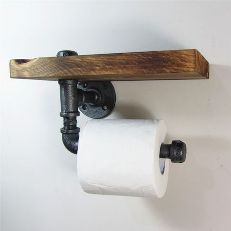 Urban Industrial Wall Mount Wood Storage Shelf Iron Pipe Toilet Paper Holder Roller Restaurant Restroom Bathroom Decoration: Amazon.ca: Home & Kitchen Industrial Diy Decoration Ideas, Industrial Bathroom Decor, Pipe Toilet Paper Holder, Industrial Toilets, Urban Industrial Decor, Toilet Paper Dispenser, Industrial Home Design, Urban Decor, Vintage Industrial Decor