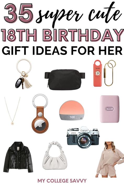 Looking for the best 18th birthday gifts for her? Here are 35 of the trendiest gift ideas for 18 year old girls. Birthday Gift Guide, Gifts For 18th Birthday, 18th Birthday Gifts For Girls, 18th Birthday Decorations, 18th Birthday Gifts, 18th Birthday Party, Best Birthday Gifts, Birthday Gifts For Girls, Trendy Gift