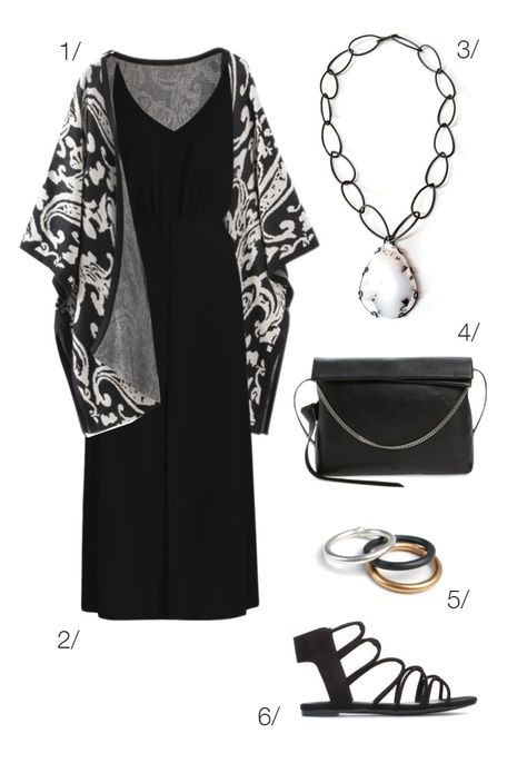 black and white style: a chunky cardigan makes a midi dress work for fall… Black White Kimono Outfit, Black And White Kimono Outfit, Black And White Cardigan Outfit, White Kimono Outfit, White Cardigan Outfit, Polyvore Dress, Midi Dress Work, Kimono Outfit, Black And White Cardigans