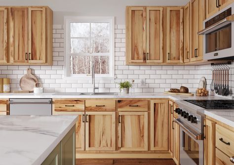 Rustic Hickory Kitchen Cabinets Rustic Hickory Kitchen Cabinets, Rustic Hickory Kitchen, Rustic Hickory Cabinets, Cabinetry Diy, Unfinished Kitchen Cabinets, Hickory Kitchen Cabinets, Hickory Kitchen, Hickory Cabinets, Oak Kitchen Cabinets