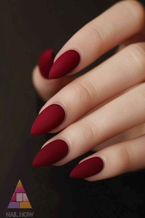 Matte Nails Different Colors, Acrylic Nail Designs One Color, Mate Red Nails Design, Matte Colored Nails, Nail Designs Red Color, Nails Acrylic Color Ideas, Mate Red Nails, Matt Red Nails Design, Matt Nails Ideas