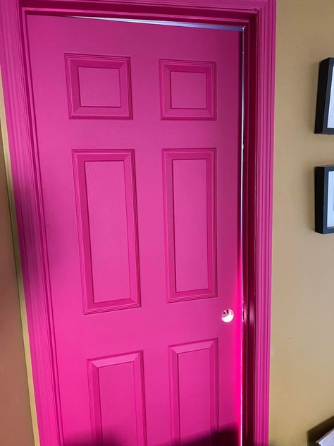 Interior Color Schemes, Bathroom Door, Pink Vibes, Pink Bathroom, Bedroom Paint, Interior Color, Benjamin Moore, Pink Aesthetic, Colorful Interiors