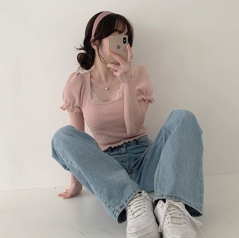 photo creds to owner Couture, Korean Aesthetic Outfits, Feminine Aesthetic Outfits, Soft Girl Aesthetic Outfit, Soft Feminine Outfits, Outfit Korean Style, Fashion Feminine, Korean Fashion Outfits, Korean Casual Outfits