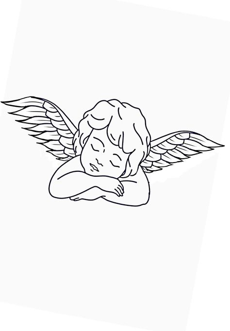 Angel Tattoo Stencil Outline, Angel With Arrow Tattoo, Angel Pencil Drawings, Angles Tattoos, Simple Angel Drawing, Angel Tattoo Sketch, Cute Tattoo Stencils, Quick Tattoos Ideas, Quick Tattoos