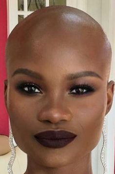 Beautiful Bald Black Women, Bald Hairstyles, Bald Hairstyles For Women, Bald Beauty, Natural Hair Twa, Shaved Hair Women, Bald Head Women, Shaved Head Women, Bald Girl