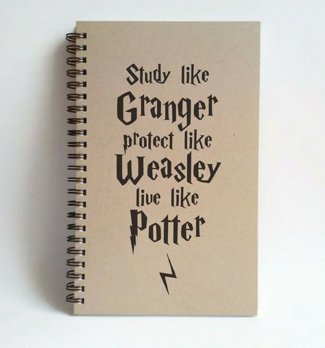 Study like granger, protect like Weasley, live like Potter, 5X8 Journal, spiral brown kraft notebook, diary, sketchbook, harry potter gift by TheJournalCompany on Etsy https://www.etsy.com/listing/242250344/study-like-granger-protect-like-weasley Study Like Granger Protect Like Weasley Live Like Potter, Harry Potter Aesthetic Drawing Ideas, Harry Potter Journal Cover, Cute Harry Potter Doodles, Harry Potter Journaling Ideas, Harry Potter Aesthetic Doodles, Harry Potter Sketchbook Ideas, Harry Potter Diary Ideas, Journal Ideas Harry Potter