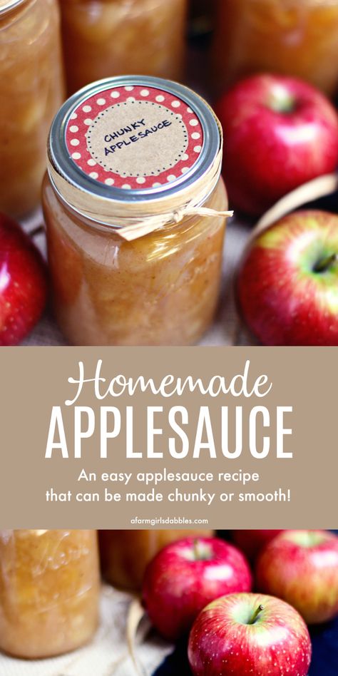 Chunky Applesauce Recipe, Applesauce Recipes Canning, Easy Homemade Applesauce, Chunky Applesauce, Applesauce Recipes, Homemade Applesauce Recipe, Apple Recipes Easy Healthy, Gluten Free Apple Recipes, Easy Applesauce