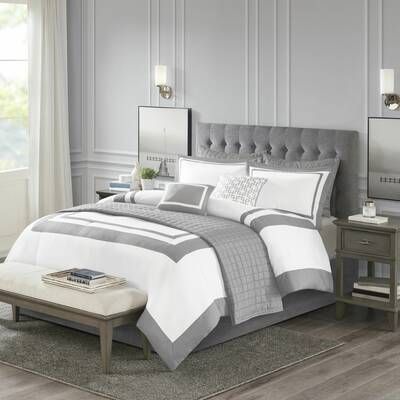 Grey And White Comforter, Grey And White Bedding, Hotel Bedding Sets, Hotel Bedding, Bedding Sets Grey, White Comforter, Hotel Bed, Soft Comforter, King Comforter Sets