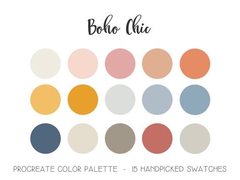 Boho Palette, Pantone Paint, Boho Color Palette, Color Palette Procreate, Palette Blue, Pink Ipad, Orange Color Palettes, Boho Color, Paint Inspiration