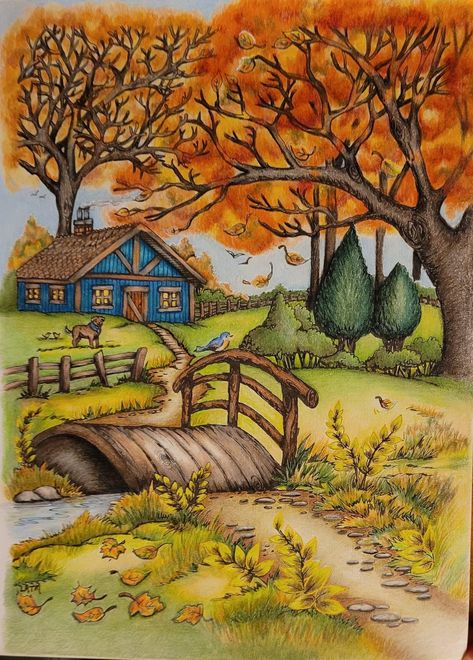 Jesen Crteži, Autumn Trees Drawing, Mrtva Priroda Crtezi Olovkom, Autumn Drawing Ideas Fall Trees, Scenary Drawings For Kids, Fall Landscape Drawing, Autumn Drawing Pencil, Teresa Goodridge Coloring Pages, Fall Drawings Autumn