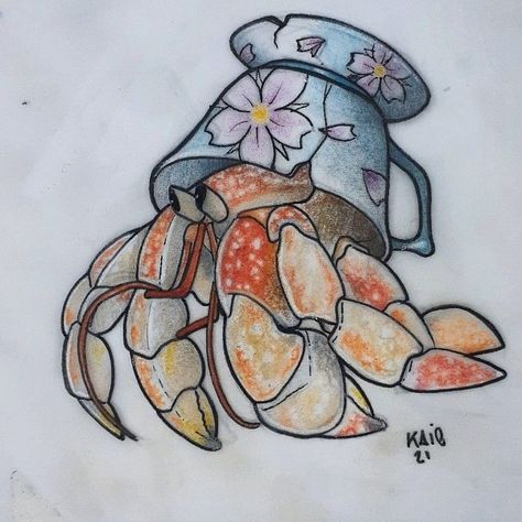 Crab Cute Drawing, Hermit Crab Sketch, Hermit Crab Drawing Simple, Hermit Crab Painting, Hermit Crab Tattoo Simple, Cute Crab Drawings, Hermit Crab Tattoo, Hermit Crab Drawing, Hermit Crab Art