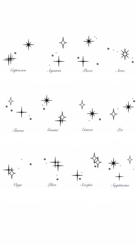 Tattoos For Fire Signs, Fire Element Tattoo Sagittarius, Zodiac Stars In Sky, Air Tattoo Ideas Zodiac Signs, August Star Sign Tattoo, Sagittarius Aries Tattoo, January Symbols Tattoo, Earth And Stars Tattoo, Element Signs Tattoo