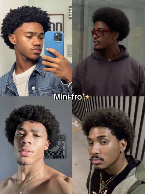 Short Black Men Haircut, Mini Afro Men, Afro Men Hairstyles, 4c Hairstyles Men, Styling 4c Hair, Black Afro Hairstyles, Black Men Afro, Afro Taper, Taper Fade Afro