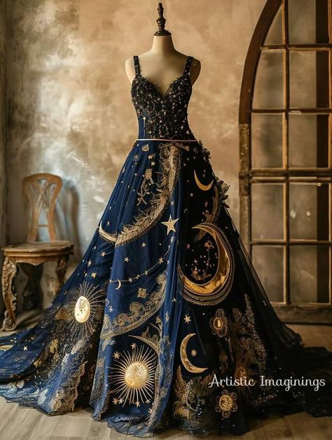 Star Theme Dress, Night Court Wedding Dress, Star Themed Dress, Celestial Ball Gown, Moon Inspired Dress, Galaxy Wedding Dress, Cosmic Dress, Universe Fashion, Celestial Dress