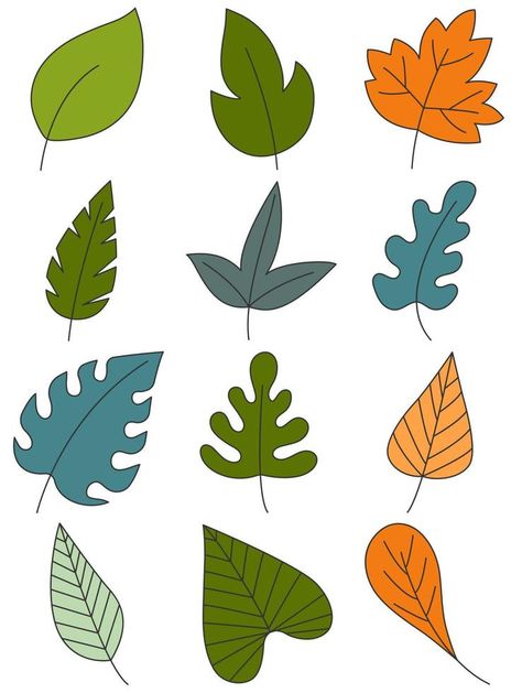 Leaves hand drawn icon vector set isolated on white background, Hand drawn decorative elements, Simple cartoon hand drawn style Leaves Drawing Simple, Cartoon Leaves, Hand Drawn Icons, Leaf Drawing, Madhubani Painting, Simple Cartoon, Decorative Elements, Vector Background, Leaf Design