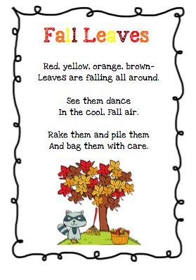 leaves poem | Fall Leaves Poem Kindergarten Fall Poems For Kids, Fall Poems, Kindergarten Poetry, Kindergarten Poems, Preschool Poems, Thanksgiving Poems, Autumn Poems, Poems For Kids, Childrens Poems