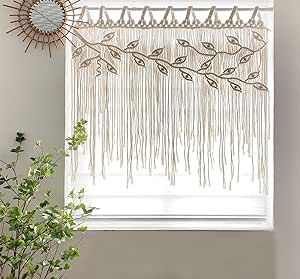 Macrame Window Curtain, Tapestry Curtains, Leaf Curtains, String Curtains, Macrame Tapestry, Tapestry Bedroom, Macrame Curtain, Beautiful Curtains, Macrame Hanging