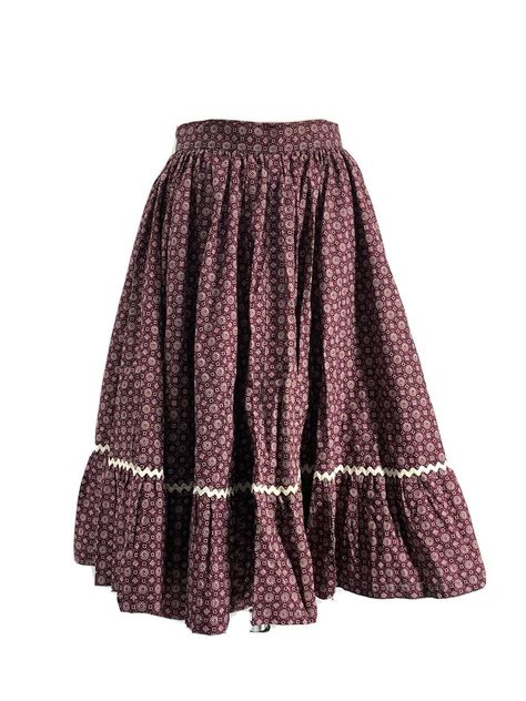 Vintage Western Clothes, Vintage Midi Skirt, 70s Skirts, Long Cottagecore Skirt, Prairie Skirt Outfit, Long Skirt Cottage Core, Cottagecore Flowy Gathered Skirt, Vintage Prairie Skirt, Prairie Fashion