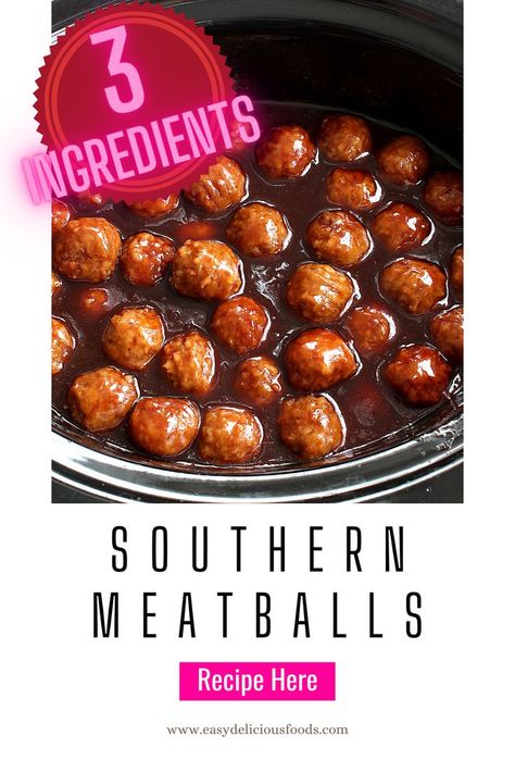 Potluck Meatballs, Dinner Southern, Easy Crockpot Meatballs, Easy Bbq Sauce, 3 Ingredient Dinners, Crockpot Meatballs, Crock Pot Meatballs, Slow Cooker Recipe, Meatballs Easy