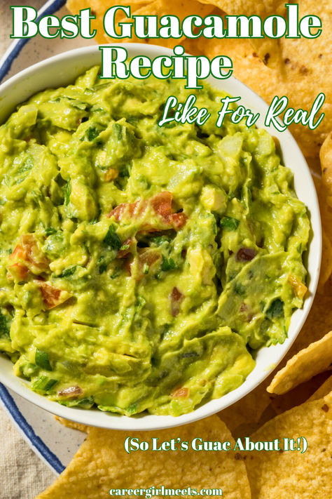 This is the world's best guacamole dip recipe ever with all fresh ingredients and seasonings like avocados (duh), tomatos, cilantro, garlic, lime, and cumin. It's a classic, authentic, chunky, and easy recipe to make. In about 10 minutes you'll be serving the best guacamole of your life (better than chipotle), so guac about it and tell everyone! Just like the best salsa recipe, it makes for a perfect snack, Mexican appetizer, or dinner entree. 

// best homemade guacamole // dip recipes // Blender Guacamole Recipe, Quacomale Recipe, Guacamole Salsa Recipe, The Best Salsa Recipe, Best Homemade Guacamole, Spicy Guacamole Recipe, Mexican Guacamole Recipe, Guacamole Dip Recipes, Mexican Appetizer