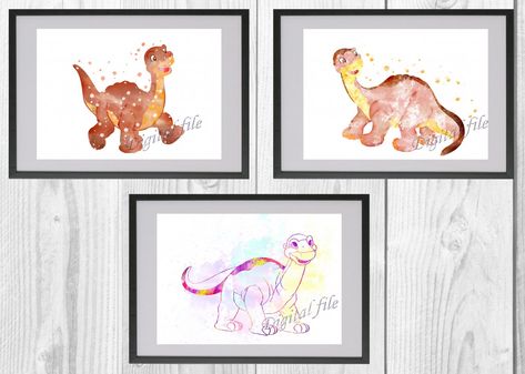 Land Before Time, Disney Print, Watercolor Nursery, Watercolor Rainbow, Nursery Room Decor, My Works, Nursery Themes, Unique Artwork, Cartoon Character