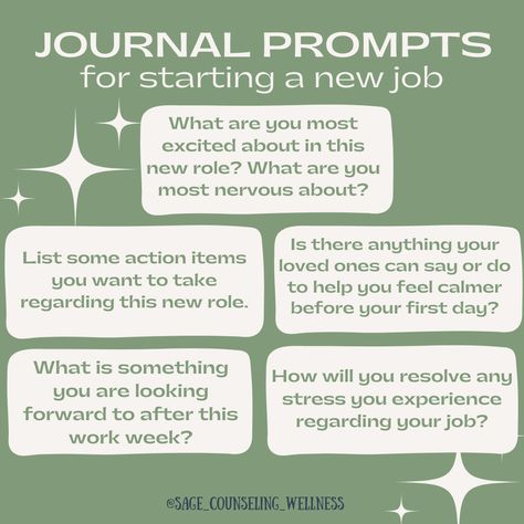 ✨Starting a new job? Here are some enlightening journal prompts to boost your first time experience! It can be daunting to begin a new job and routine, but journaling can help! 
Save this for reference as you journal. 

https://sagecounselingtherapyandwellness.com/journal-prompts-for-new-job/

#shadowwork #shadowworkprompts #newjob #firstjob #shadowworkjournal #journaling #journal #journalprompts #innerwork #innerhealing Job Journal Prompts, New Job Journal Prompts, First Day Of Job, Nursing Journal, Premarital Counseling, Healing Journaling, Job Advice, Dialectical Behavior Therapy, Work Goals