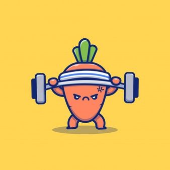 Catalyststuff | Freepik Animated Food Pictures, Workout Cartoon, Watermelon Illustration, Cute Carrot, Morning Art, Cartoon Food, Fitness Icon, Gym Art, Gym Logo